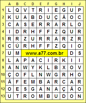 Caça Palavras Quadrúmano, Circulação, Abdução, Luzidio