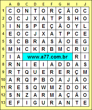 Caça Palavras Coleguismo, Esmirrarse, Figurante, Contorção