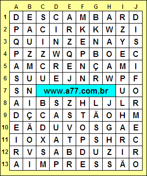 Caça Palavras Disciforme, Passadeira, Impressão, Descambar