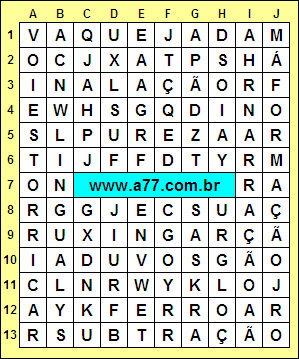 Caça Palavras Máformação, Estorricar, Subtração, Vaquejada