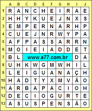 Caça Palavras Espantalho, Cambulhada, Suspensão, Rancheira