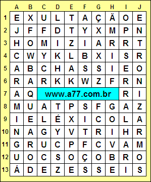 Caça Palavras Entronizar, Caraminguá, Dezesseis, Exultação