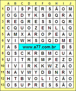 Caça Palavras Marquesado, Cavaquinho, Supressão, Dispersão