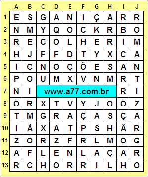 Caça Palavras Romantizar, Hipnotizar, Chorrilho, Esganiçar