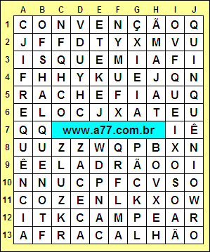 Caça Palavras Quinquênio, Frequência, Fracalhão, Convenção