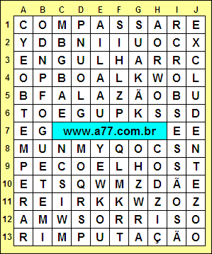 Caça Palavras Excludente, Obtemperar, Imputação, Compassar