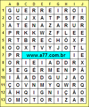 Caça Palavras Irreflexão, Proposição, Motorizar, Guerreiro