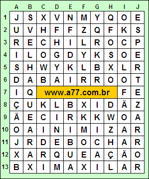 Caça Palavras Jurisdição, Velhaquear, Colofão, Maxilar