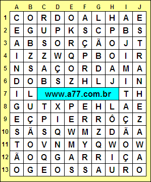 Caça Palavras Estranheza, Indigestão, Geossauro, Cordoalha