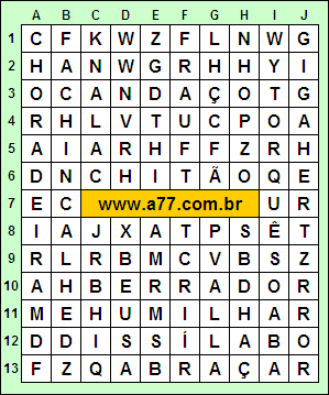 Caça Palavras Choradeira, Achincalhe, Torquês, Abraçar