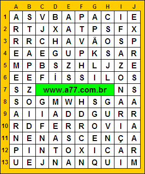 Caça Palavras Arremessar, Trapezoide, Sazonar, Nanquim