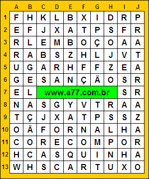 Caça Palavras Ferrugento, Flagelação, Avessas, Cartuxo