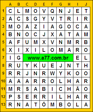 Caça Palavras Cambaxirra, Configurar, Carreto, Tômbola