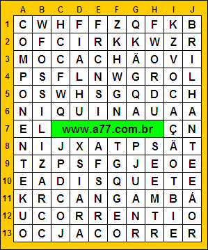 Caça Palavras Componente, Fossilizar, Vocação, Acorrer