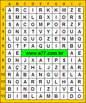 Caça Palavras Assoldadar, Manutenção, Zumbaia, Lambido