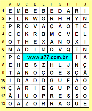 Caça Palavras Inclinação, Competição, Azorrague, Embebedar