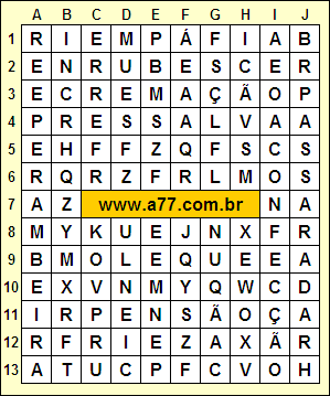 Caça Palavras Enrubescer, Perambeira, Empáfia, Moleque