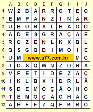 Caça Palavras Empanzinar, Arquivista, Barrote, Fetidez