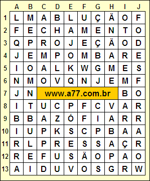 Caça Palavras Fechamento, Jinjibirra, Ablução, Bazófia