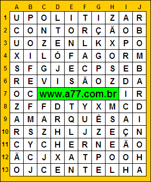 Caça Palavras Predicação, Bombardino, Revisão, Marquês