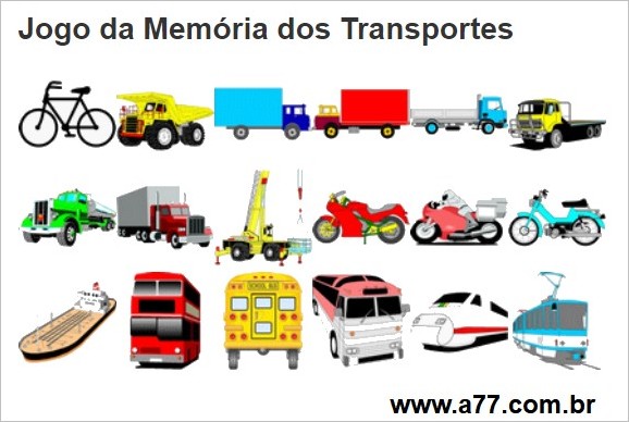 Jogo da Memória dos Transportes