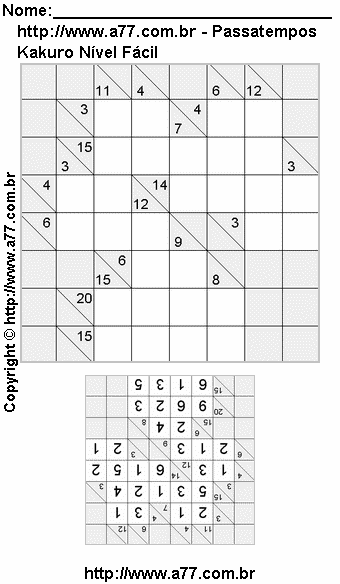Kakuro Para Impressão Nível Fácil
