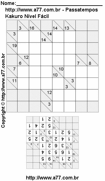 Kakuro Fácil Para Impressão