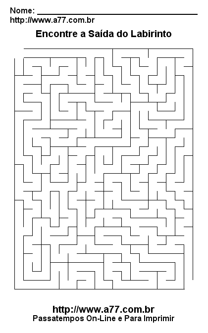 Labirinto Para Imprimir e Resolver No Papel