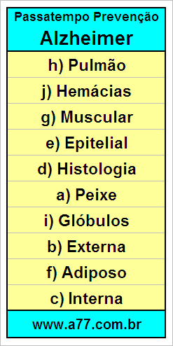 Palavras Cruzadas Para Idosos Tema Biologia