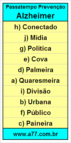 Palavras Cruzadas Para Idosos Tema Conhecimentos Gerais