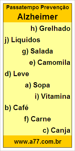 Palavras Cruzadas Para Idosos Tema Hora do Jantar