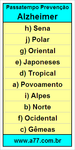 Palavras Cruzadas Para Idosos Tema Geografia