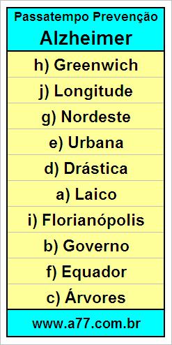 Palavras Cruzadas Para Idosos Tema Geografia