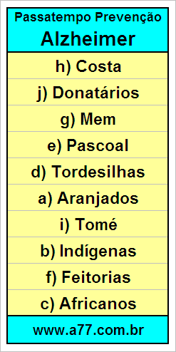 Palavras Cruzadas Para Idosos Tema História do Brasil