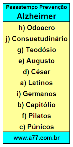 Palavras Cruzadas Para Idosos Tema História Geral