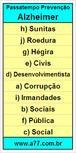 Palavras Cruzadas Para Idosos Tema História Geral