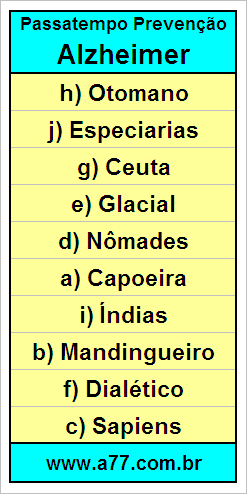 Palavras Cruzadas Para Idosos Tema História Geral