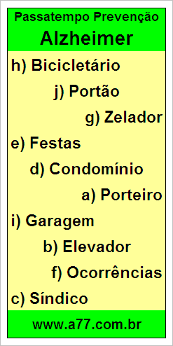 Palavras Cruzadas Para Idosos Tema Edíficio Residencial