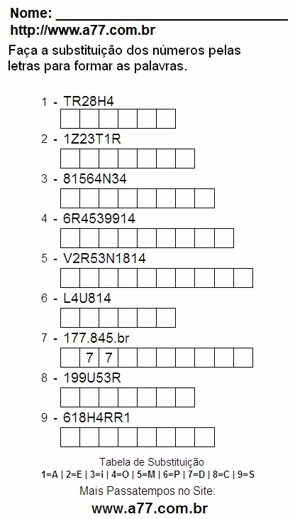 Imprimir Passatempo Com Letras e Números