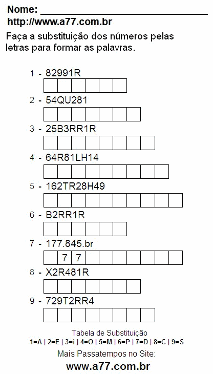 Imprimir Passatempo Com Letras e Números