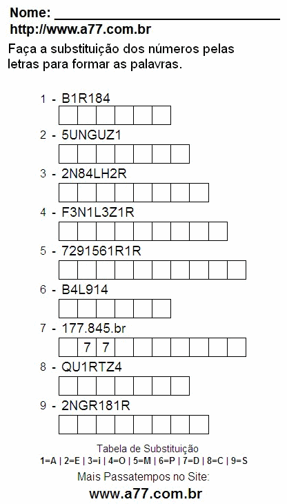 Imprimir Passatempo Com Letras e Palavras