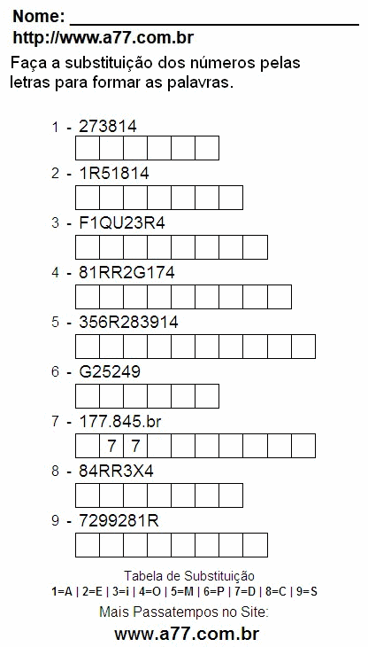 Imprimir Passatempo Com Letras e Números