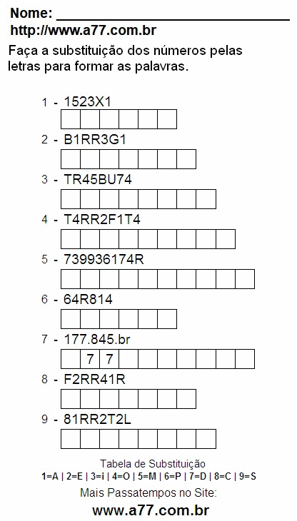 Fazer a Impressão de Passatempo Com Letras e Palavras