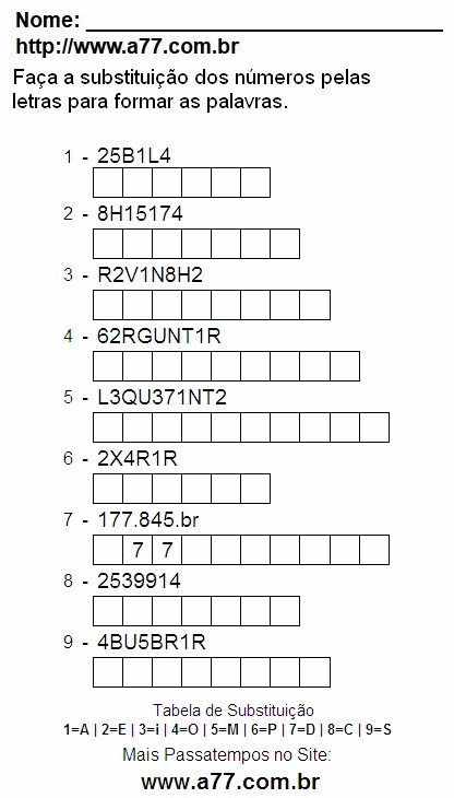 Fazer a Impressão de Passatempo Com Letras e Palavras