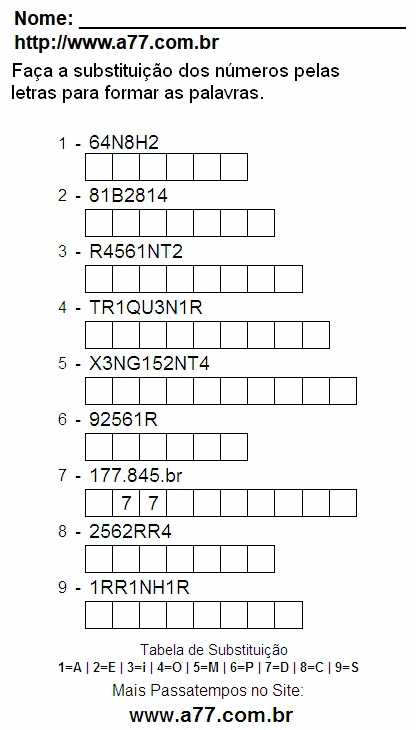 Imprimir Passatempo Com Letras e Palavras