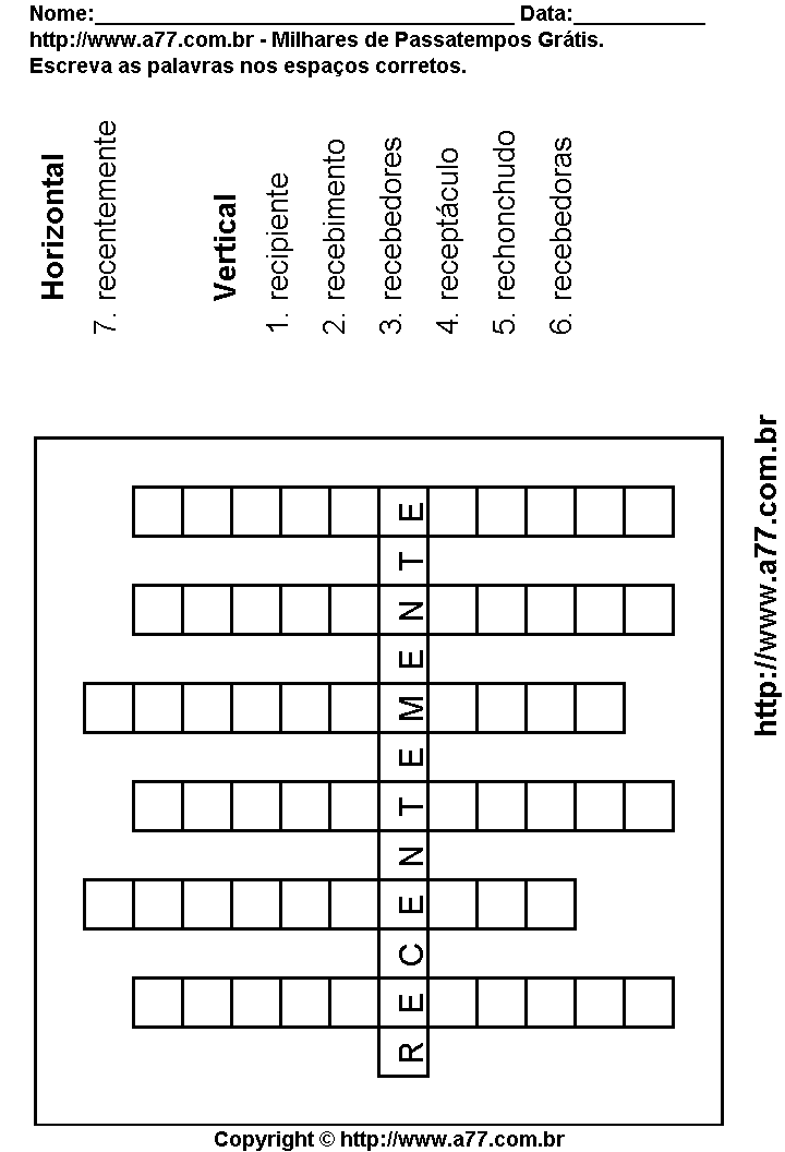 Cruzadinha Para Imprimir com Palavras Escritas Com a Letra R