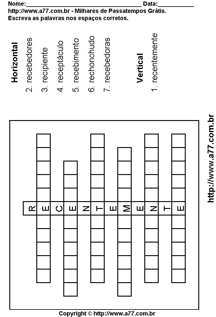 Cruzadinha Para Imprimir com Palavras Escritas Com a Letra R