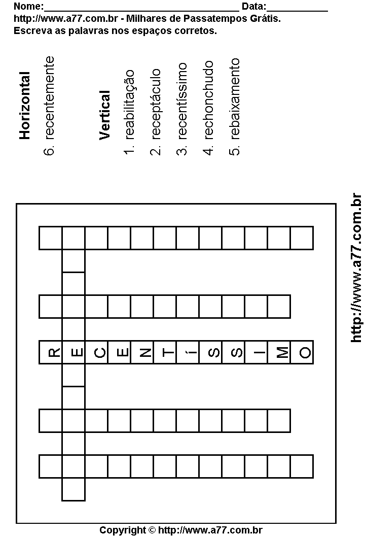 Cruzadinha Para Imprimir com Palavras Escritas Com a Letra R