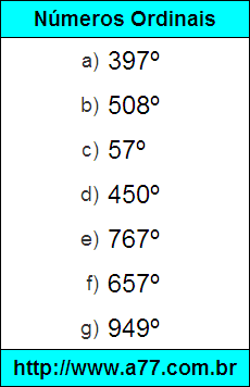 Atividade Números Ordinais: 397º, 508º