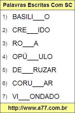 Atividade Palavras Escritas Com SC: Basilisco, Crescido